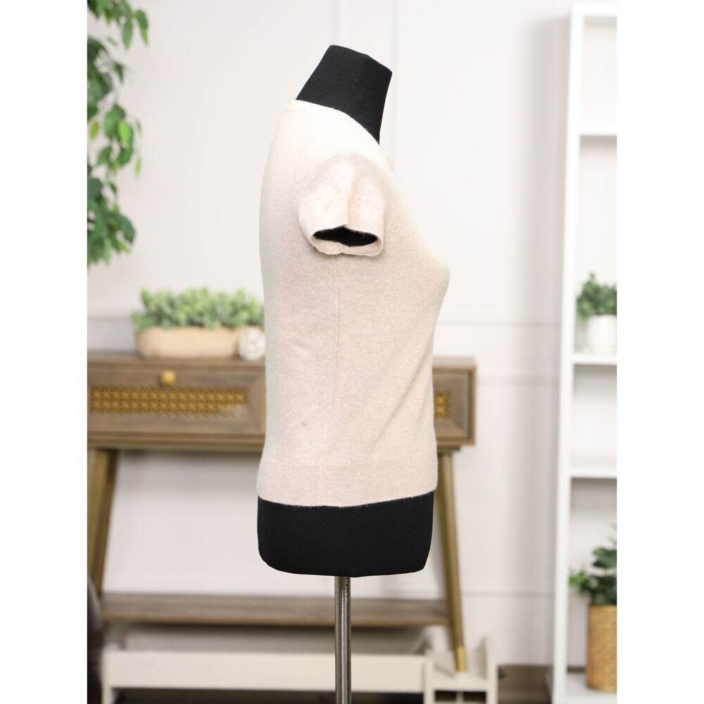 Heritage Preppy C by Bloomingdale’s 100% Cashmere Short Sleeve Sweater XS Beige - Picture 8 of 13